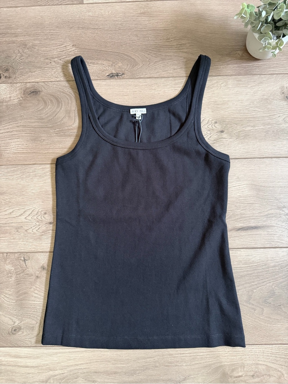 NWT ALEX MILL 365 Ribbed Tank Top Black Size XL